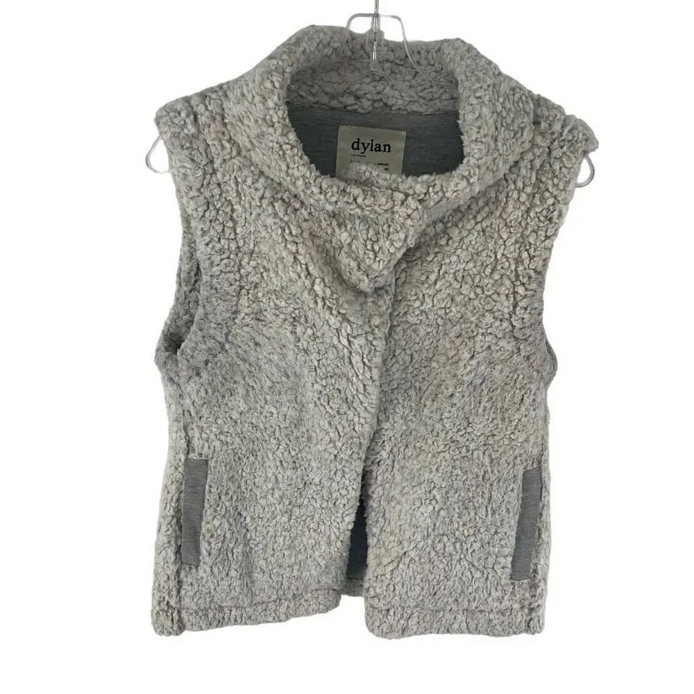 Dylan True Grit Womens L Vest Cozy Sherpa Frosty Tipped Deep Pile Fleece off whi